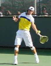 Rafael Nadal, coup droit, juste avant l'impact