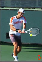 Novak Djokovic, impact avec la balle en revers