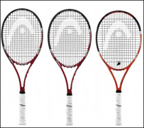 Raquettes de tennis en petit, moyen et grand tamis