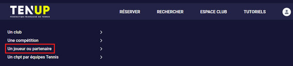 Tenup - Rechercher un joueur